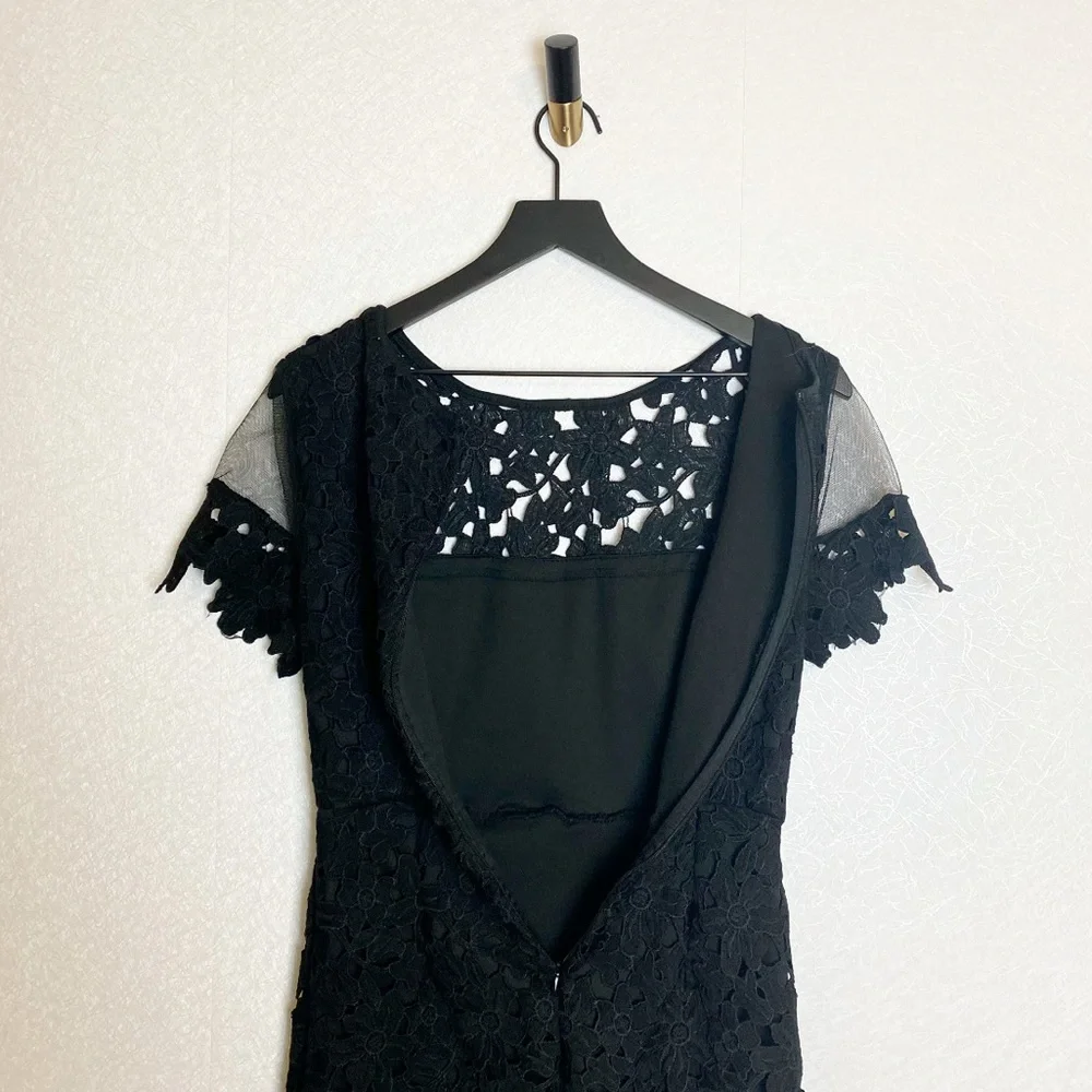 Romeo & Juliet Couture Black Lace Mesh Dress Floral Lace Sheath A-Line Grunge